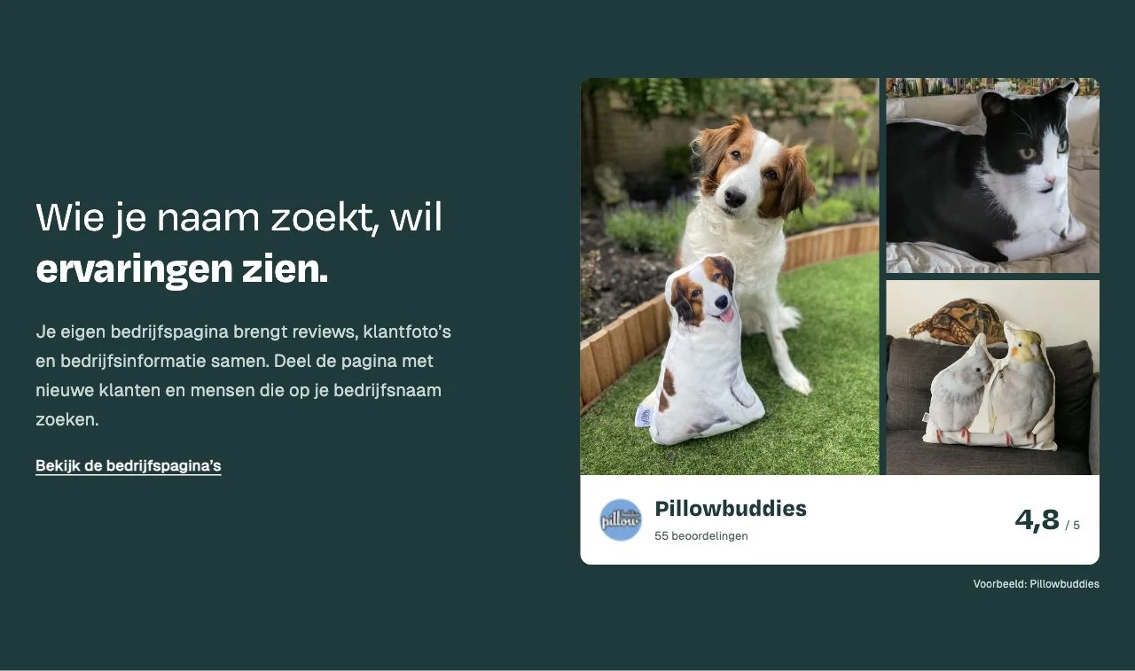 ImageReview toont hoe een bedrijfspagina reviews en foto’s van klanten samenbrengt.